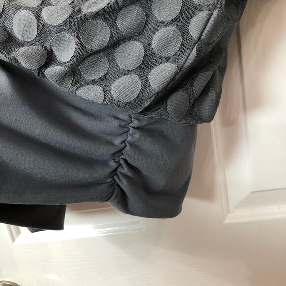 Alfani Woman polka dot mesh overlay boho crochet detail flare sleeves - Picture 3 of 5